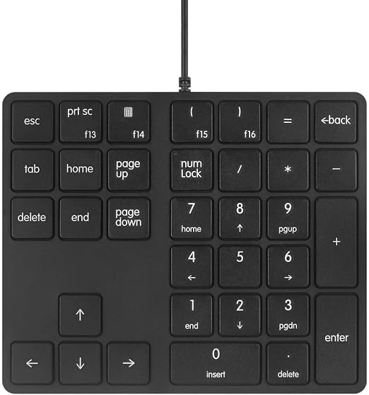 Merdia Numeric Keypads Wired Numpad 34 Keys External Mini Slim Keyboard Magic Force for Financial Cashier Securities-Black| Laptop Accessories | Num Pad | Number keypad for Laptop | Work Keyboard