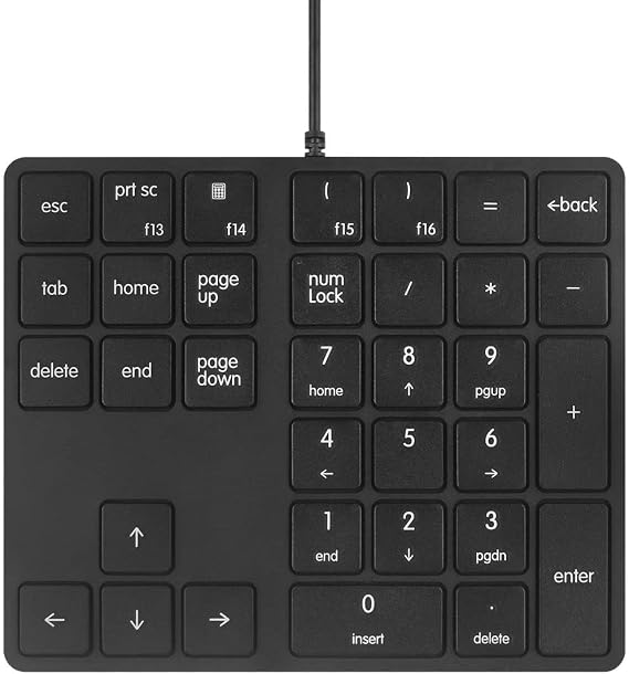 Merdia Numeric Keypads Wired Numpad 34 Keys External Mini Slim Keyboard Magic Force for Financial Cashier Securities-Black| Laptop Accessories | Num Pad | Number keypad for Laptop | Work Keyboard