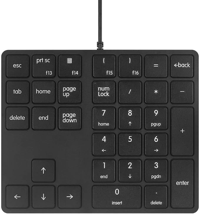 Merdia Numeric Keypads Wired Numpad 34 Keys External Mini Slim Keyboard Magic Force for Financial Cashier Securities-Black| Laptop Accessories | Num Pad | Number keypad for Laptop | Work Keyboard
