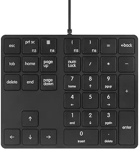 Merdia Numeric Keypads Wired Numpad 34 Keys External Mini Slim Keyboard Magic Force for Financial Cashier Securities-Black| Laptop Accessories | Num Pad | Number keypad for Laptop | Work Keyboard