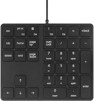 Merdia Numeric Keypads Wired Numpad 34 Keys External Mini Slim Keyboard Magic Force for Financial Cashier Securities-Black| Laptop Accessories | Num Pad | Number keypad for Laptop | Work Keyboard