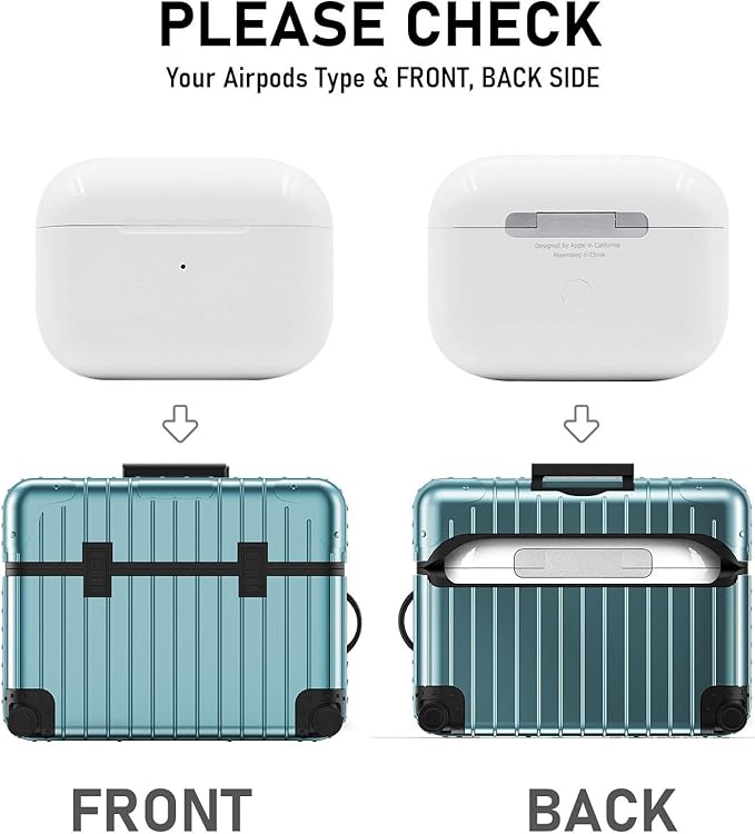 KOREDA Compatible with AirPods Pro 2nd/1st Generation Case Cover, Cute Funny Suitcase Design Case for Airpods Pro 2nd/1st Gen, Fashion Protective Hard Case for Women Men with Keychain