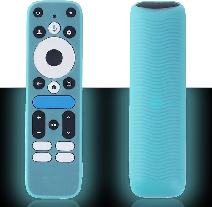 Glow Blue Remote Case for 2025 Onn Google TV Box 4K pro Remote, Silicone Sleeve Compatible with Onn Google TV Remote Washable an-ti Lost Anti-Slip Skin-Friendly