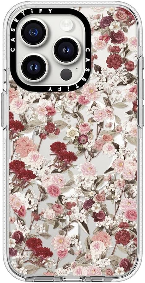 CASETiFY Clear iPhone 15 Pro Case [Not Yellowing / 6.6 ft. 3X Military Grade Drop Protection/Compatible with Magsafe] - Vintage Flower Monday - Clear