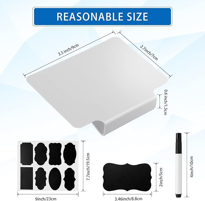 29 Pieces Basket Labels Clip on for Storage Bins Includes 22 Kitchen Bin Label Holder Removable PVC Clip Label Holders for Baskets and 2 Chalk Markers for Storage Basket (White)