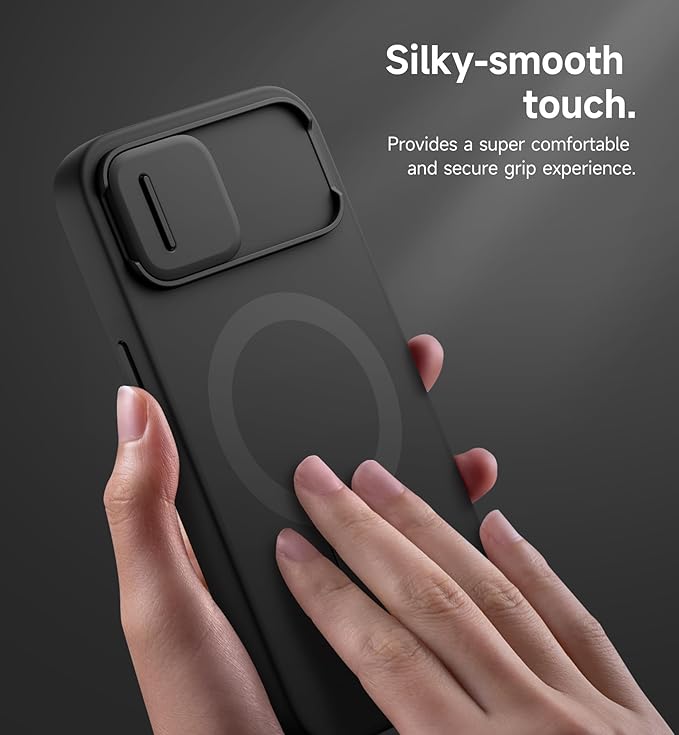 SURITCH for iPhone 17e/16e Case with Magnetic Camera Slide Cover and Adjustable Kickstand, Compatible with MagSafe, Shockproof Bumper Case Slim Protective Cover 6.1 Inch,Black