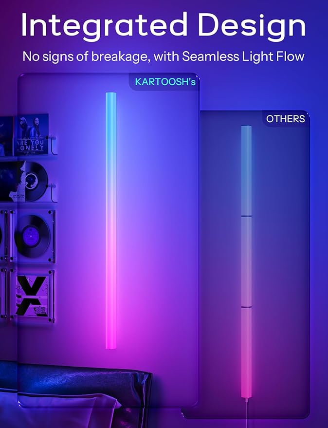 30 inch Wireless Wall Lights Color Changing RGB LED Syncs to Music Remote Control, Battery Operated Wall Light Bar Wall Sconces for Bedroom Party Gaming Room Decor