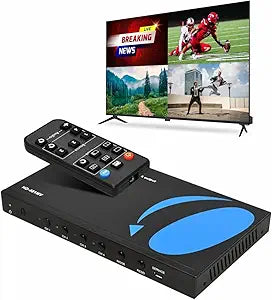 OREI 4x1 Out Quad Screen Multiviewer 1080p 3.5mm/Analog IR Remote HDMI 1.4