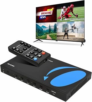 OREI 4x1 Out Quad Screen Multiviewer 1080p 3.5mm/Analog IR Remote HDMI 1.4
