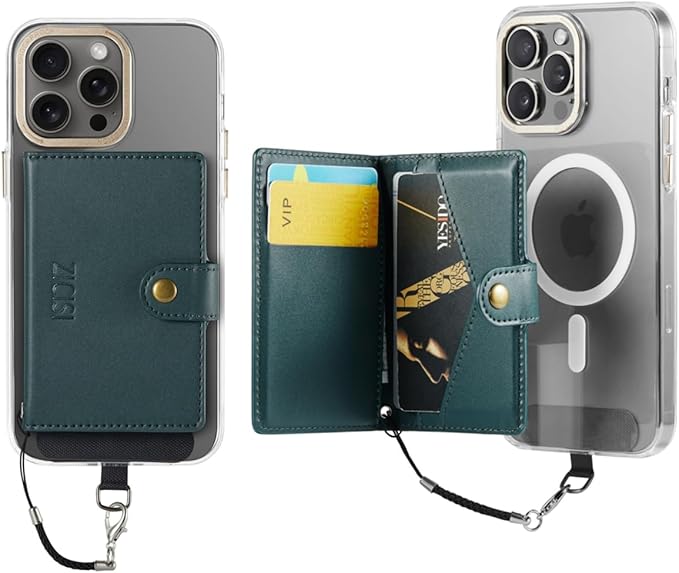 for Apple Magsafe Wallet,PU Leather Magnetic Wallet for iPhone 17/16/15/14/13/12 pro Max/Mini/plus,6 Card Holders with RFID Blocking (Dark green)