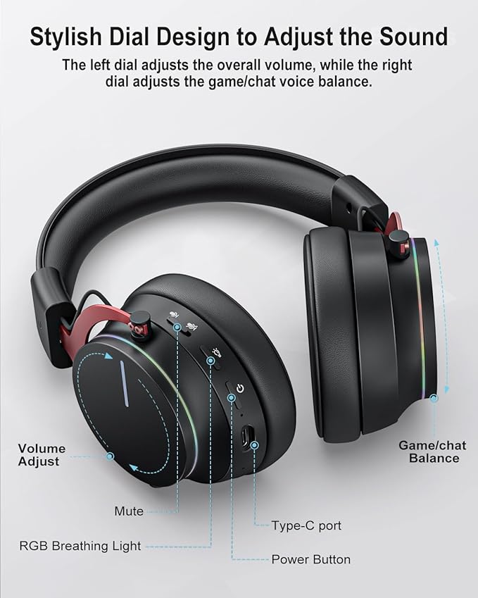 Inwa PS5 Headset Wireless with Game/Chat Balance Mixer, Lower Latency 5.8GHz Tech, 7.1 Surround Sound, Protein Soft Earmuffs, Detachable Mic, Works with PS5, PS4
