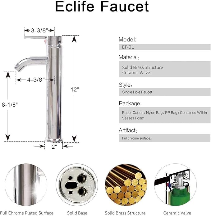 eclife 48" Modern Bathroom Vanity Sink Combo Freestanding Cabinet with Small Side Cabinet, White Square Ceramic Vessel Sink, Water Save Faucet, Drain (Black+A07)