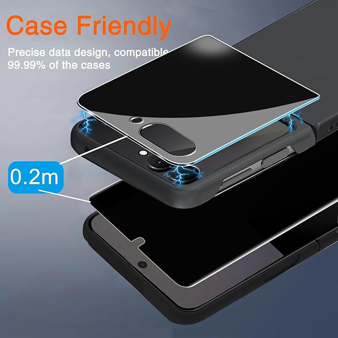 Milomdoi 6 in 1 Privacy Screen Protector for Samsung Galaxy Z Flip 7, 2 Pack Inside Anti-Spy Film with 2Pack Front Tempered Glass + 2 Pacs Camera Lens Protector Accessories
