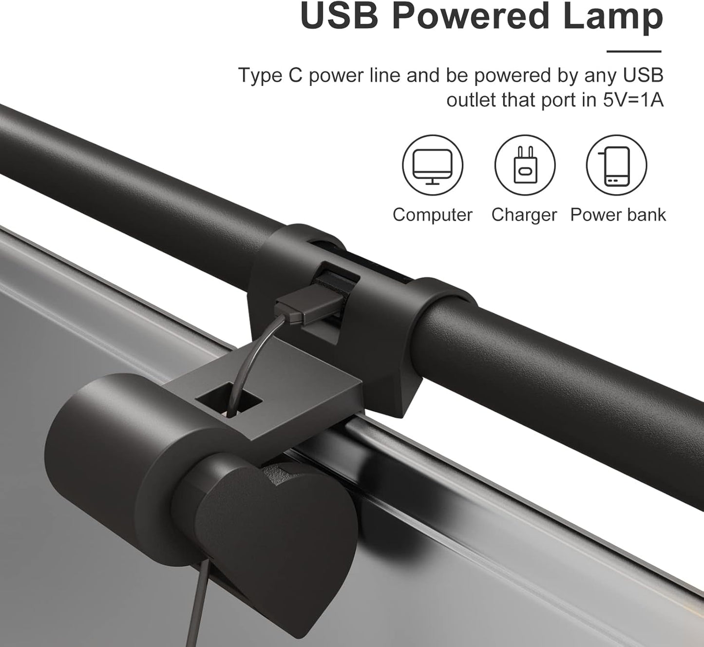 Monitor Light Bar – No-Glare USB Desk Lamp, 3 Color Temps & Touch Control