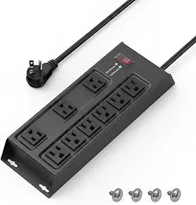 Metal Power Strip Surge Protector, 9 Outlets Heavy Duty Power Strip 4 FT