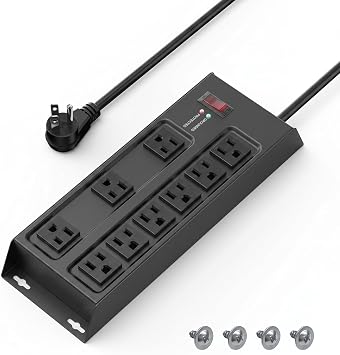 Metal Power Strip Surge Protector, 9 Outlets Heavy Duty Power Strip 4 FT