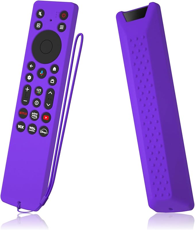 Silicone Cover for TCL RC813A Remote 2025 QM6K Series Remote Silicone Protective Skin Case Anti-Slip Cover with Lanyard(Purple)