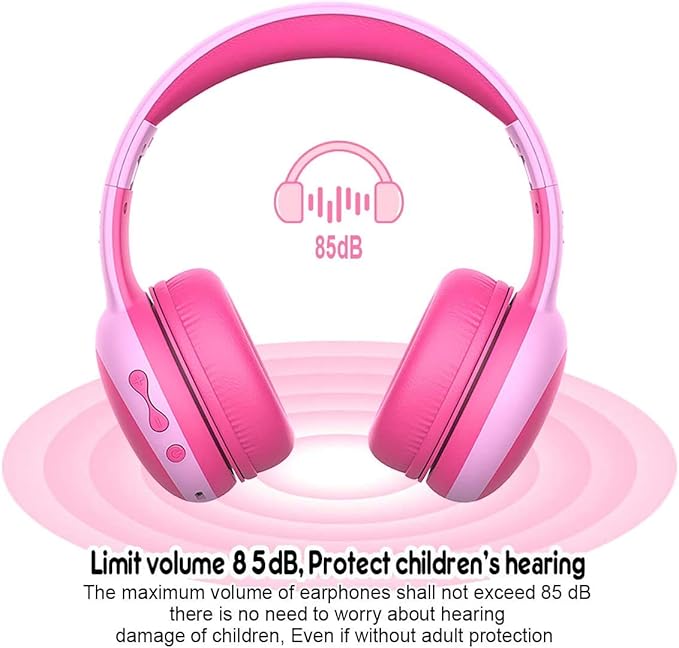 gorsun Kids Bluetooth Headphones, Portable Wireless Headset for Kids, Bluetooth 5.3, Over-Ear Toddler Headphones with Microphone, 85dB Volume Limited, 40 Hours Playtime (Pink+Blue)