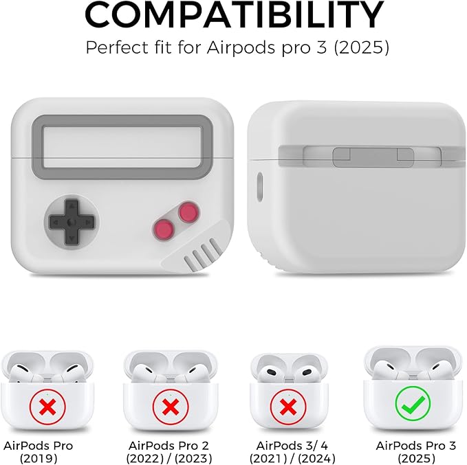 for AirPods Pro 3 Case - 2025 Silicone Game Console Design Case for Apple AirPods Pro 3rd Generation, Cute Airpod Pro 3 Cover for Men/Women (Light Grey)