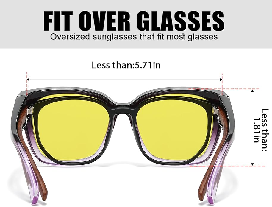 LVIOE 2 Pack Polarized Fit Over Sunglasses for Women Men Oversized Square Over Glasses Sunglasses with UV Protection LS7511