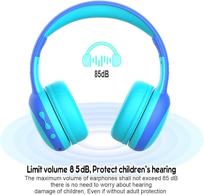 gorsun Kids Bluetooth Headphones, Portable Wireless Headset for Kids, Bluetooth 5.3, Over-Ear Toddler Headphones with Microphone, 85dB Volume Limited, 40 Hours Playtime (Purple+Blue)