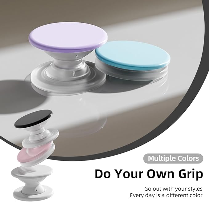 Expandable and Collapsible Phone Grip Stand Holder, Compatible with Kindle, Smartphone Tablet Cell Phone Accessory, Transparent Purple