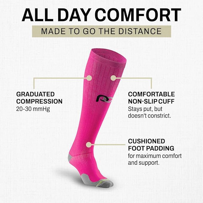 PRO Compression Running Marathon Socks - Calf-Length Travel and Sports Compression Socks for Foot and Ankle Support, Unisex