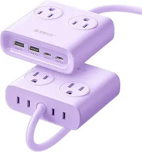 ORICO GaN 8-in-1 Power Strip with 4 AC Outlets, 2 USB-C 2 USB-A Ports - Image 1