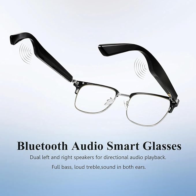 X00MEER Smart Glasses, 5.3 Bluetooth Glasses with Dual Stereo Speakers, Voice Assistant Compatible,Music &HD Calling, for Men & Women (KX08B)