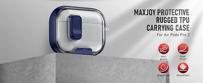 for AirPods Pro 3 Case (2025) with Phone Stand & Cleaner Kit, Cute Soft Silicone Cover for AirPods Pro 3rd Genera case with Keychain for Women Men with Keychain for Airpod Pro case(2025) Dark Blue