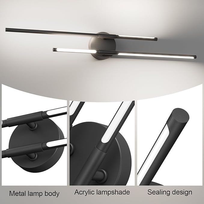 Tipace 34" LED Bathroom Vanity Lights,Rotatable 360° Black Sconces Wall Lighting,Picture Lights for Wall,Indoor 5000K Modern Sconce