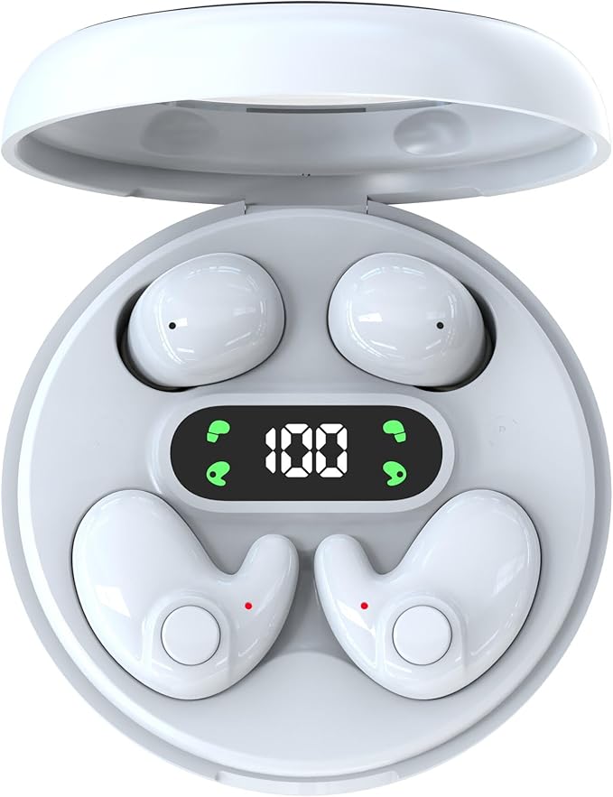 Two Pairs Mini Invisible Bluetooth Earbuds,Comfortable Wireless Sleep Headphones,with Mic,IPX5 Waterproof Earphones,Stereo Sound Quality Earphones,for Side Sleepers Sports (White)