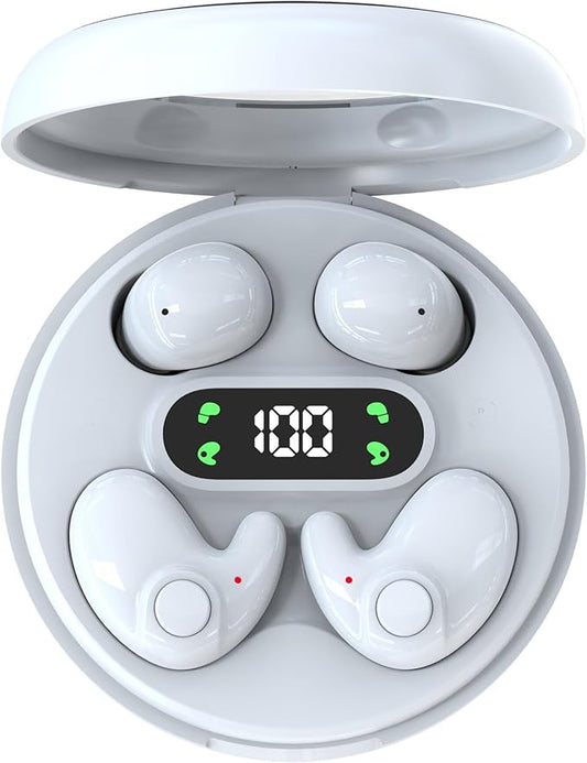 2-Pack Invisible Sleep Earbuds,Bluetooth 5.4 Ultra-Mini Stylish Headphones for Sleep,Comfortable Blocking Noise,Small mini Invisible Wireless Earbuds for Sleeping-White