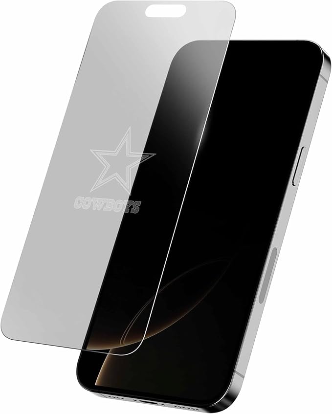 NFL Dallas Cowboys Clear Screen Protector for iPhone 14 Pro - with Disappearing Logo - Scratch-Resistant and Easy-to-Install Screen Protectors (Includes Installation Tray)