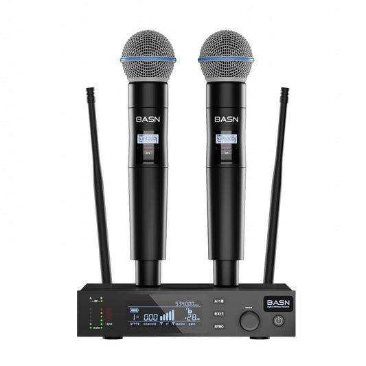 BASN UHF Dual Channel Handheld Wireless Microphone System (Black)