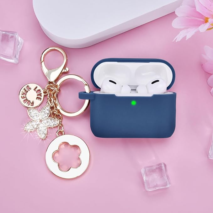 Case for Airpods Pro 1st 2nd Generation - VISOOM Airpods Pro 1/2 Cases Cover Women Silicone iPod Pro 2 Earbuds Wireless Charging Case Girl Bling Keychain for Apple Airpod Gen Pro 2