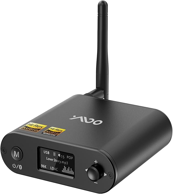 YMOO DAC Bluetooth 5.1 Receiver, LDAC aptX 30ms Low Latency, Optical Coax RCA 3.5mm Jack Hi-Res Input, Lossless Wireless Audio Adapter for Subwoofer, Soundbar, Speaker from Phone/Tablet/PC/TV
