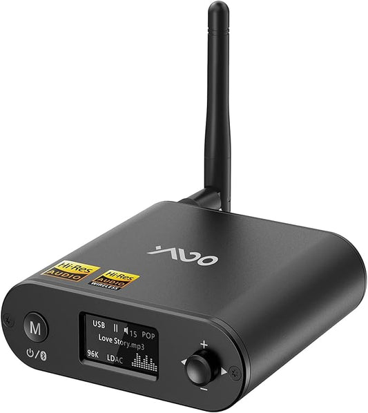 YMOO DAC Bluetooth 5.1 Receiver, LDAC aptX 30ms Low Latency, Optical Coax RCA 3.5mm Jack Hi-Res Input, Lossless Wireless Audio Adapter for Subwoofer, Soundbar, Speaker from Phone/Tablet/PC/TV