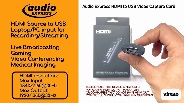 Audio Express AXHDCAP 4K HDMI Video Capture Card, Cam Link Card Game Audio Adapter HDMI to USB 2.0 Record Capture Device for Streaming, Live Broadcasting, Video Conference, Teaching, Gaming