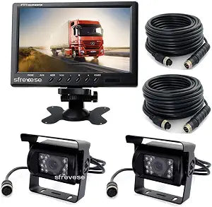 9 inch TFT Car Vehicle Rearview Monitor + 2 x 4Pin 18 LED IR Night Vision Reversing Parking Backup Camera 15m 49ft Cable for Long Bus Truck Motorhome Trailer Caravan Waterproof 12V-24V