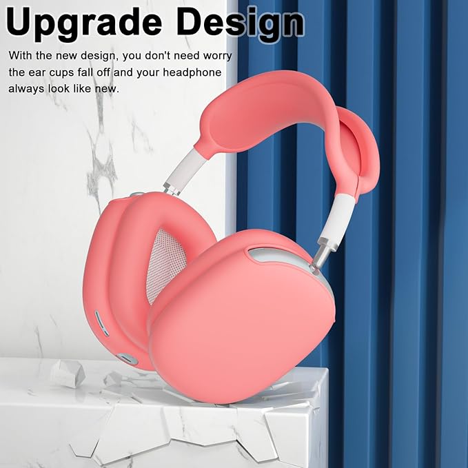 ATUAT for AirPods Max Headphones Case, Protective Silicone Case Cover Skin Accessories Anti-Scratch for Women Men for Apple AirPods Max 2024/2020 (USB-C/Lightning), Coral