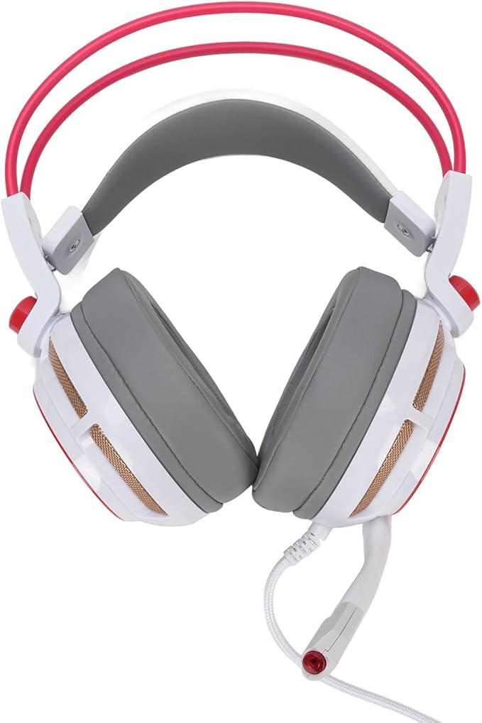 Gaming Headset, USB Gaming Headset, Over Ear Headphone with 7.1 Surround Sound, Omnidirectional Microphone, Adaptive Double Headband, LED Light for PC, Plug and Play