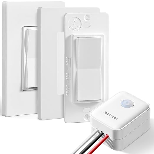 SURAIELEC Upgrade Antenna 3 Way Wireless Light Switch Kit, No Wall Wiring