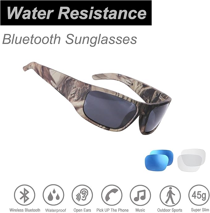 OhO sunshine Smart Glasses, Polarized Sunglasses with Bluetooth Speaker, Athletic/Outdoor UV Protection and Voice Control