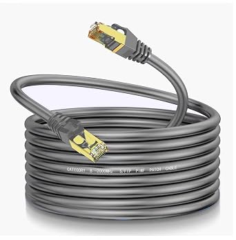 Cat8 Ethernet Cable 100ft, 40Gbps 2000MHz, Indoor, PoE S/FTP 26AWG
