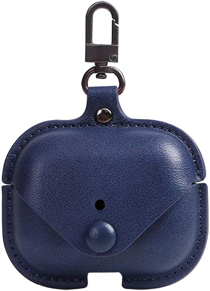 Genuine Leather Case Compatible with AirPods Pro Case 2nd/1st Gen (2023/2022/2019), VOMA Protective Cover for Apple AirPods Pro 2/Pro Wireless Charging Case with Keychain and Snap Lock Navy