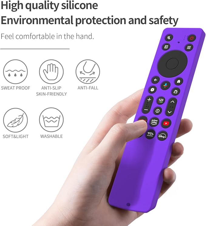 Silicone Cover for TCL RC813A Remote 2025 QM6K Series Remote Silicone Protective Skin Case Anti-Slip Cover with Lanyard(Purple)