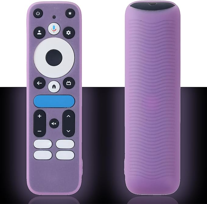 Luminous Purple Remote Case Fit for 2025 Onn Google TV Box 4K pro Remote Lightweight Anti-Slip Skin-Friendly Silicone Skin Sleeve