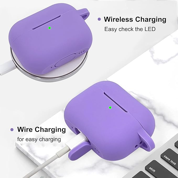 Compatible with Airpods Pro 2nd Generation Case Cover 2022, Soft Silicone Protective Cover with Bracelet Keychain for Apple Airpods Pro 2 Case for Women (Violet)
