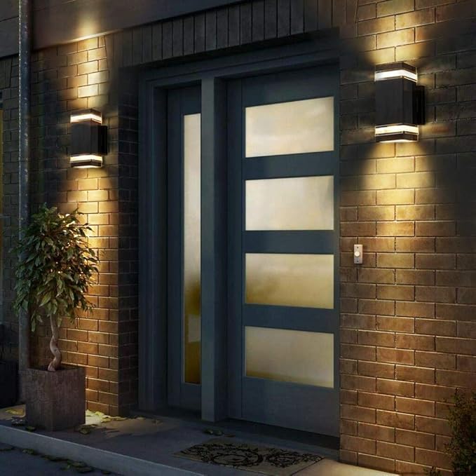 Modern LED Outdoor Wall Lights, Dusk to Dawn Outdoor Lighting Fixtures Wall Mount - ETL Listed,Aluminum Waterproof Front Door Lights 5000k - Up Down Light Fixture for Porch, Patio